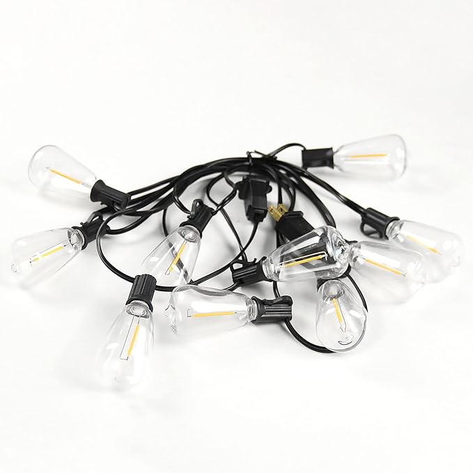 BRIMAX 10FT Outdoor String Lights with 10 Bulbs,ST38 1W Plastic LED Edison Bulbs, Shatterproof, Waterproof String Lights, Perfect for Bistro, Pergola, Backyard and Garden