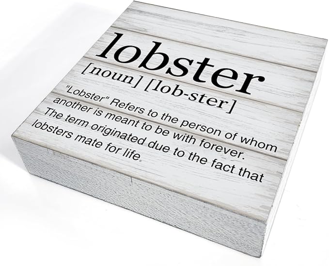 Lobster Definition Decor Lobster Definition Wooden Box Sign Rustic Desk Decorative Wooden Sign Home Decor for Desk Table Shelf 5 x 5 Inches