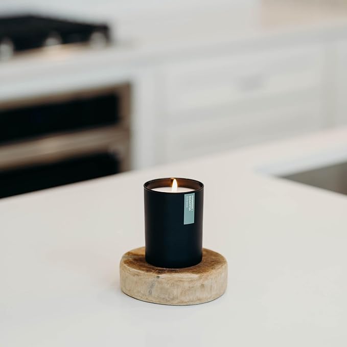 Calyan Wax Co. Evergreen & Eucalyptus Scented Candle - 75 Hour Burn - Luxury Non Toxic Soy Wax Candles - Long Lasting Black Tumbler Jar Candle for Home - 10.2oz