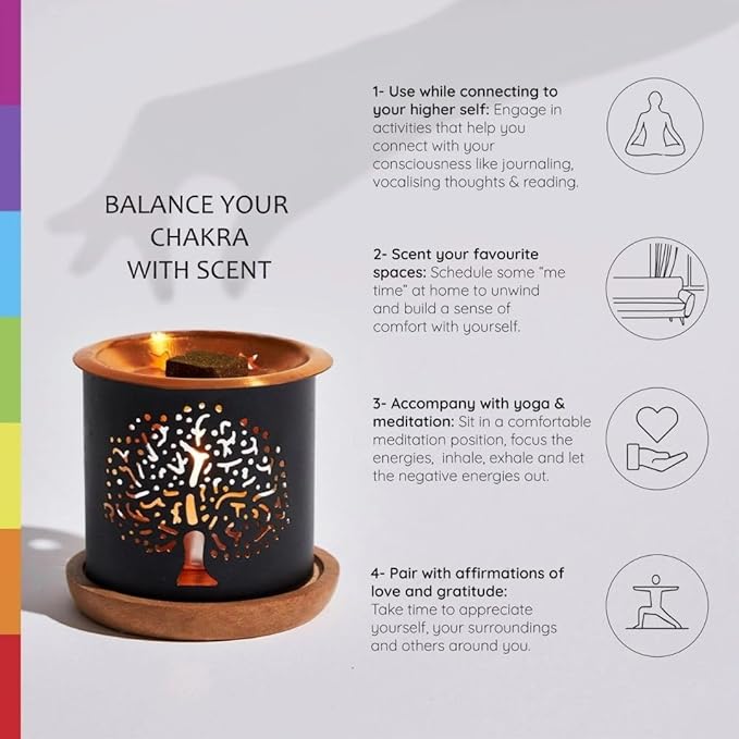 7 Chakra Incense Brick Gift Set by Aromafume | 14 Bricks & Tree of Life Exotic Burner | Smokeless Incense Set for Chakra Balance | Yoga & Meditation Gifts | Kit for Plexus, Root Chakra & More