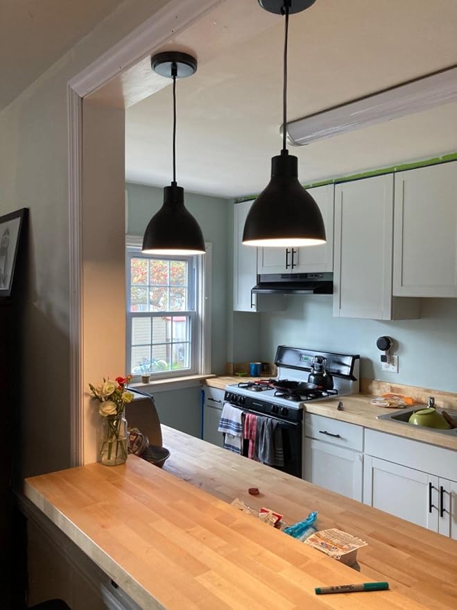 Doraimi Lighting 3 Pack Single Kitchen Island Mini Metal Drum Pendant Light Industrial Hanging Ceiling Light Fixtures for Over Sink Bar,Dining Room,Corridor,Entryway,Hallway