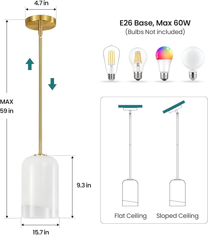 KAISITE Glass Pendant Lights Kitchen Island 2 Pack - Modern Gold Pendant Light Fixtures with Milk Glass Lampshades Adjustable Hanging Lights for Kitchen Island Sink Dining Room