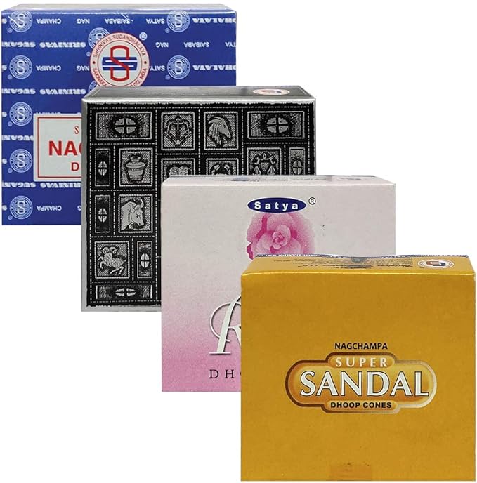 Satya Incense Cones Variety Pack #1 And Cone Incense Burner Bundle With 4 Legacy Fragrances