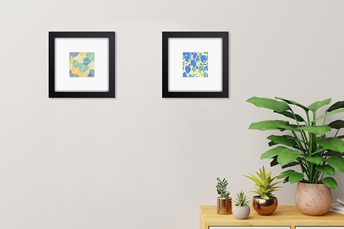 RPJC 8x8 Soild Wood Picture Frame with High Definition Glass Display Picture 4x4 with Mat or 8x8 Without Mat for Wall Mounting Hanging Photo Frames Jazz Blue