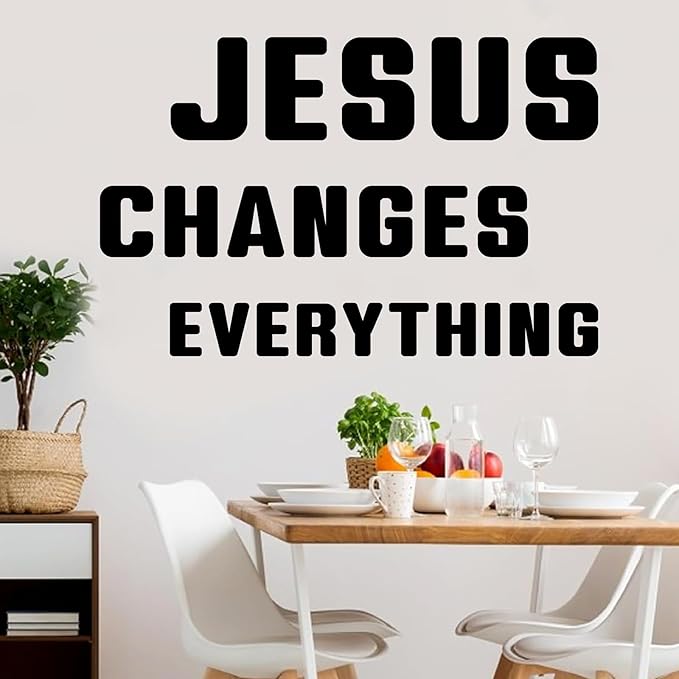 Inspirational Wall Stickers Gym Wall Decal Bible Verses Walls Decoration Teamwork Vinyl Sticker for Office Jesus Changes Everything Religious Decals Christian Walls Art Murals for Living Room Bedroom