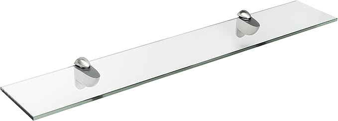 Spancraft Glass H-4.75x36-Brushed Steel Heron Glass Shelf, Brushed Steel, 4.75" x 36"