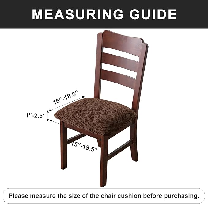 Genina Waterproof Seat Covers for Dining Room Chairs Covers Dining Chair seat Covers Kitchen Chair Covers slipcovers (Chocolate, 2 Pcs)