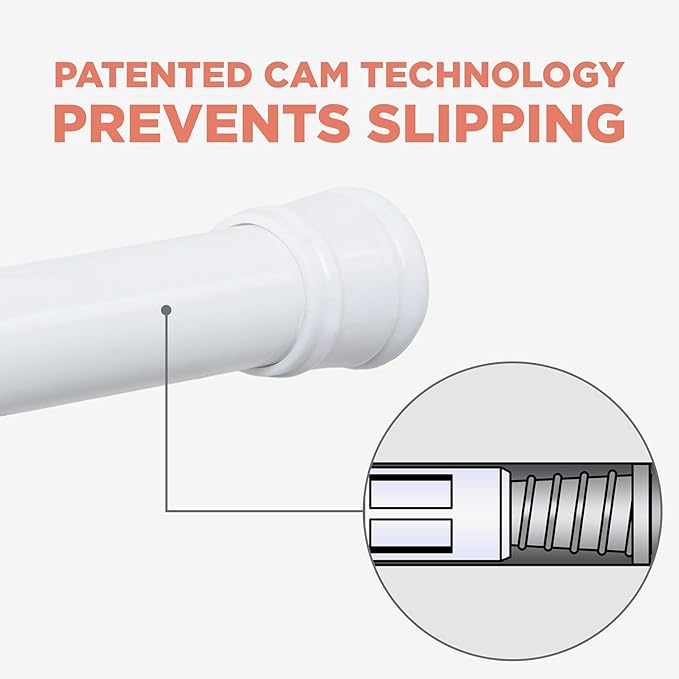 Zenna Home Tension Shower Curtain Rod, No Drill Adjustable Tension Curtain Rod for Bathroom, Rust Resistant, Easy Install Expandable Shower Curtain Rods, 36 to 60 Inches, White