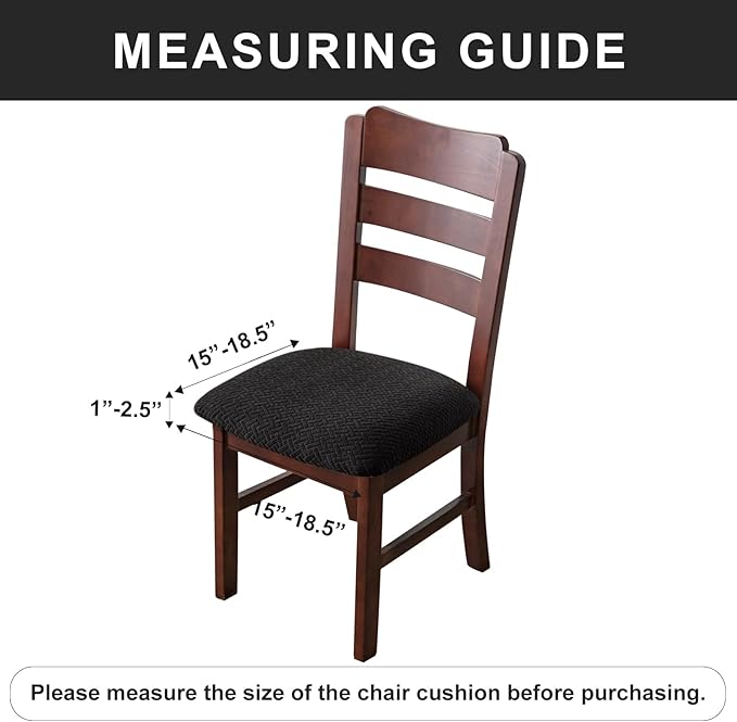 Genina Waterproof Seat Covers for Dining Room Chairs Covers Dining Chair seat Covers Kitchen Chair Covers slipcovers (Black, 4 Pcs)