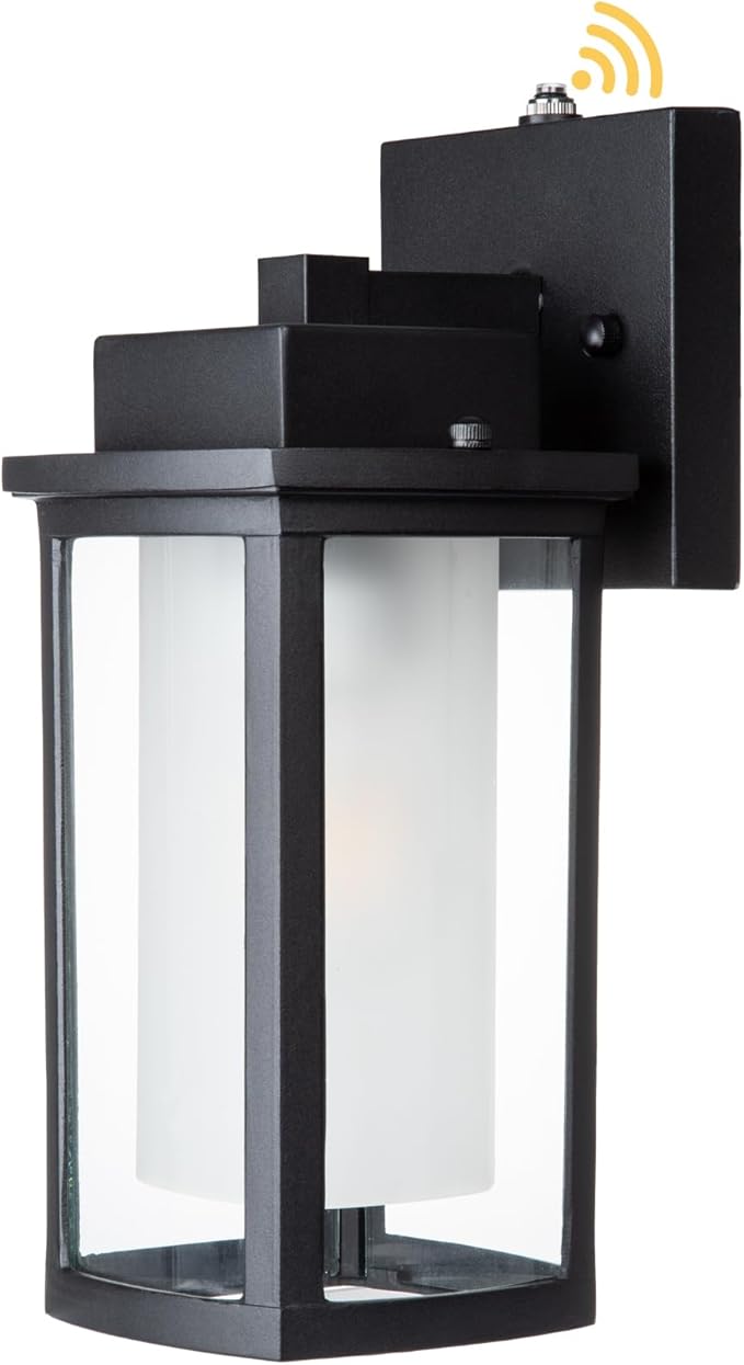 JYZ Dusk to Dawn Sensor Outdoor Wall Sconce Lighting, Exterior Outdoor Wall Mount Lantern, Waterproof Anti-Rust Porch Light Fixture, Modern Contemporary Outside Lamp for House Front Door Garage Patio