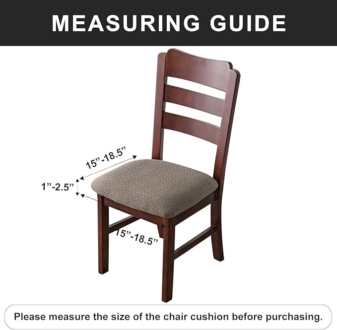 Genina Waterproof Seat Covers for Dining Room Chairs Covers Dining Chair seat Covers Kitchen Chair Covers slipcovers (Taupe, 2 Pcs)