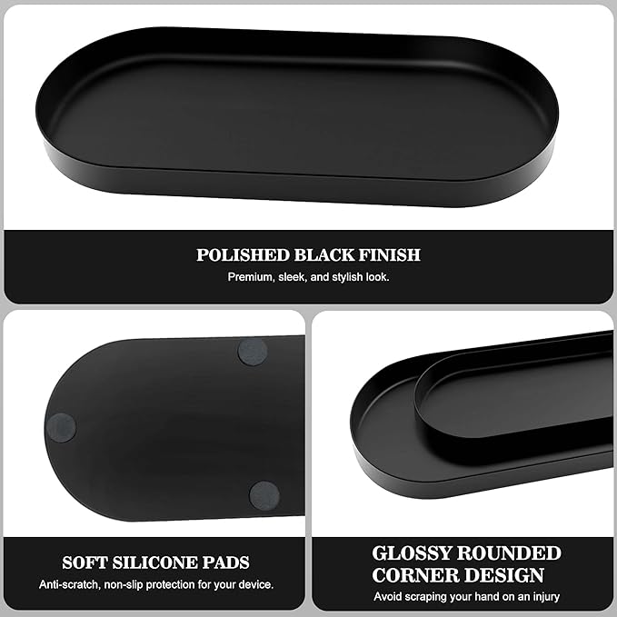Toilet Tank Tray Bathroom Tray for Counter Top Organizer Black Metal Toilet Paper Basket Storage Toiletries Organizer for Bathroom, Living Room and Kitchen