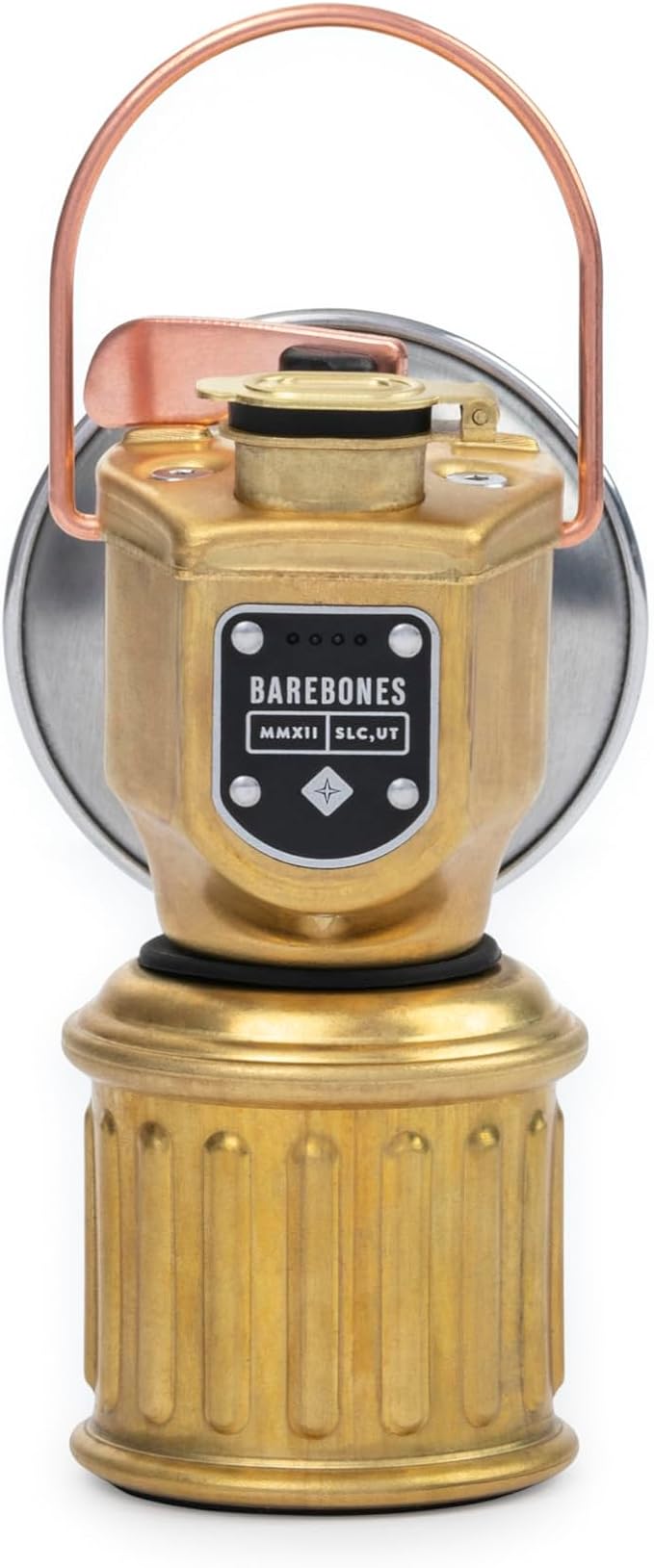Barebones Miners Lantern – Vintage-Inspired Rechargeable LED Lantern with Dimmable Light, Magnetic Base, Weatherproof Design, and Brass Finish – Portable Camping and Indoor Decor Light