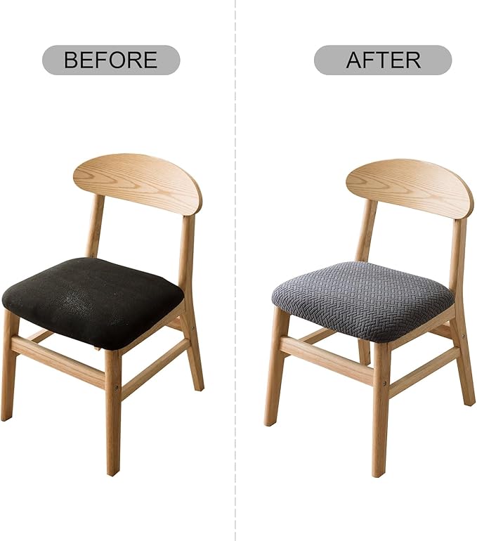 Genina Seat Covers for Dining Room Chair Seat Slipcovers Kitchen Chair Covers (Dark Gray, 6 Pcs)