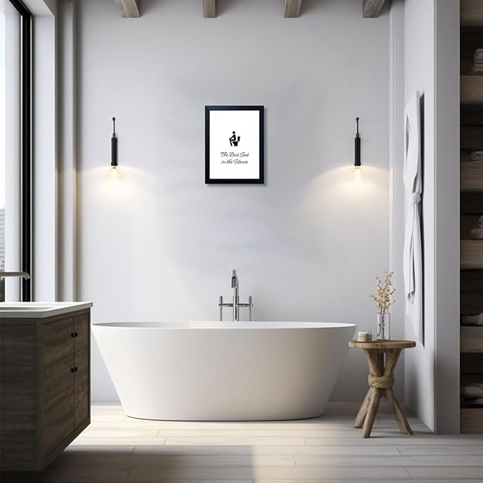 Bathroom Decor Wall Art, Framed Toilet Art, Trendy Bathroom Wall Art, Funny Quote Picture Artwork, Restroom Wall Decor, Washroom Canvas Print, Black and White Painting