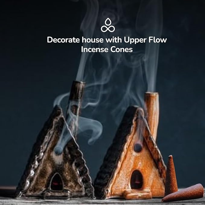 Organic Incense Cones Scented - (120 Cone Incenses, 10 Variants) Clean No Charcoal Incense, Made from Upcycled Flowers | Palo Santo, Frankincense, Nag Champa Cones, etc. (with Holder)