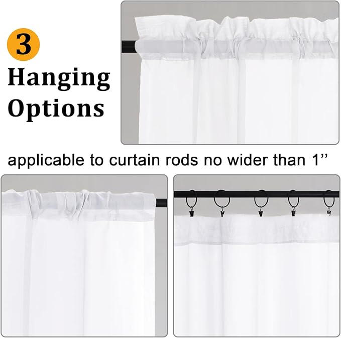 Gwine White Sheer Curtains 108 Inches Long for Living Room 2 Panels Set, Light Filtering Extra Long White Sheer Curtains, Lightweight Filmy Voile Rod Pocket Window Drapes, 59W x 108L, 2 PCS, 9ft
