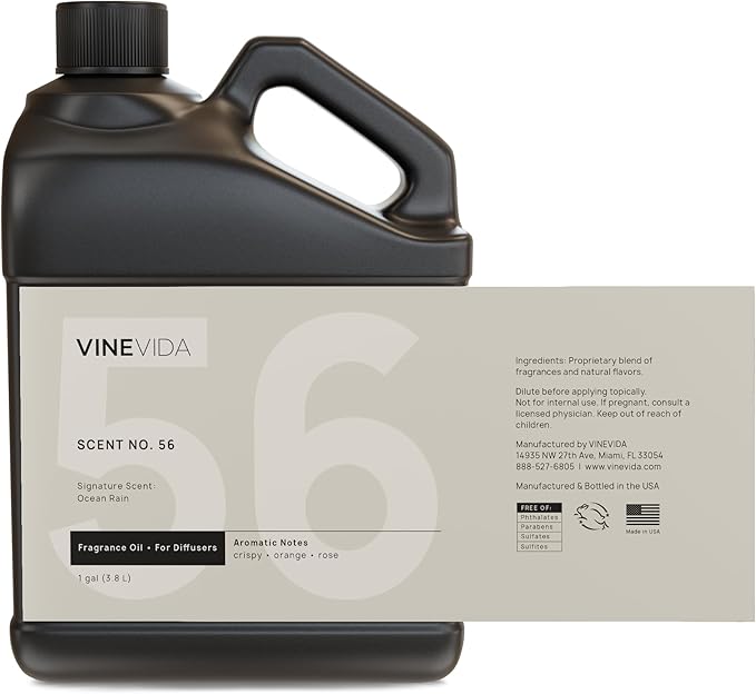 VINEVIDA [Gallon (128 Fl Oz)] Ocean Rain Fragrance Oil for Cold Air Diffusers, Essential Oils for Diffuser Oil Refill & Air Freshener Room Spray