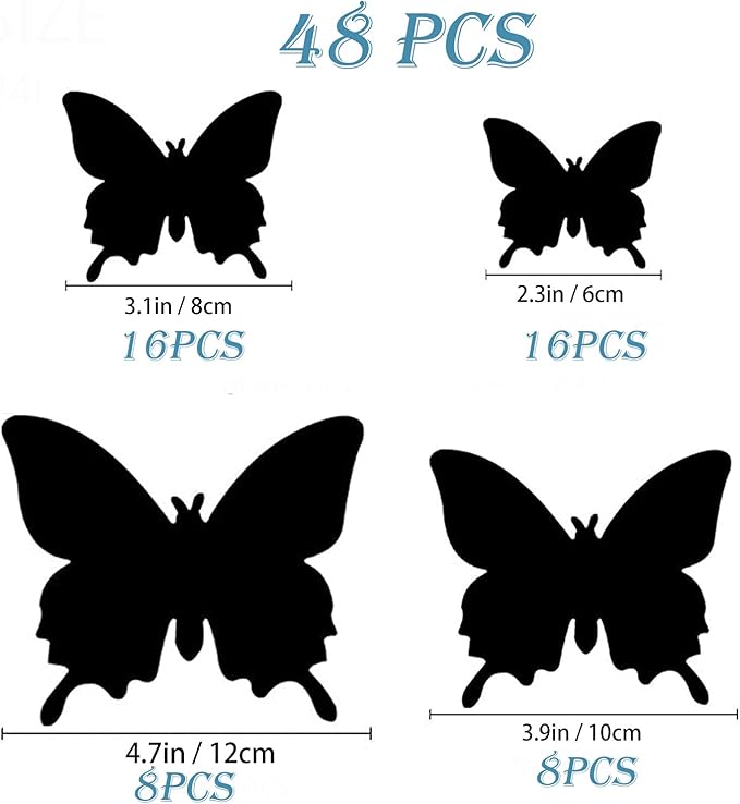 Butterfly Wall Decor 24/48 PCS, 3D Butterflies Stickers for Party Decorations with Magnets (Gold, 48)