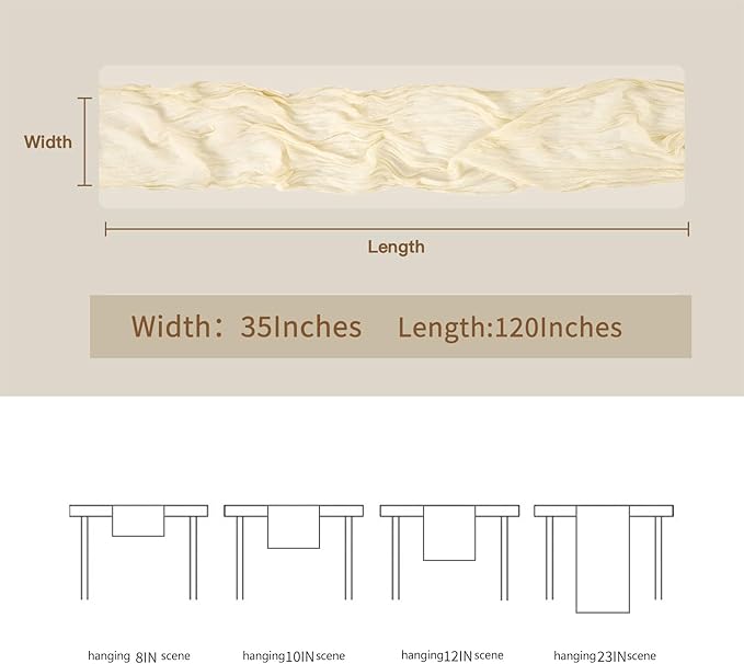 BALCONY & FALCON 2 Pack Beige Cheesecloth Table Runner 10FT 120 Inch Rustic & Boho Farmhouse Gauze Cheese Cloth Runners for Wedding Fall Thanksgiving Christmas Party Baby Shower Birthday Decor