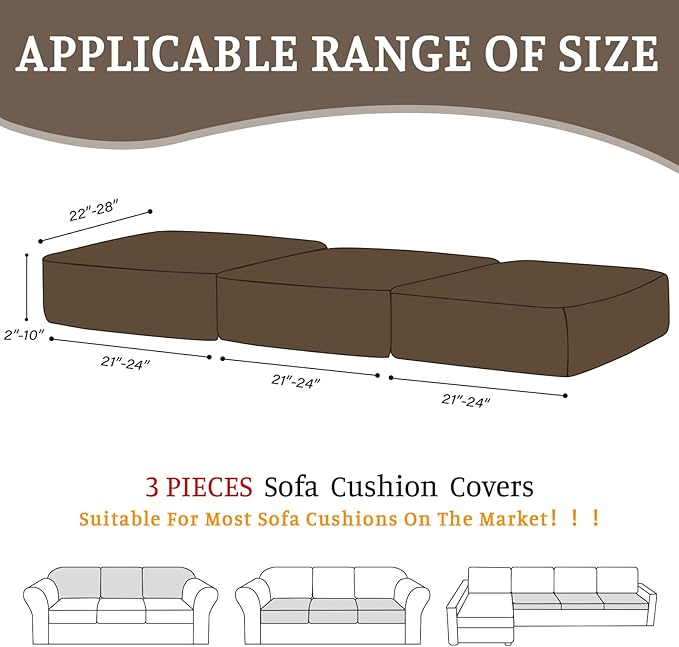 Sectional Couch Covers for Sofa Cushion L Shaped Couch Cover Washable Soft Couch Cushion Covers Stretch Sofa Slipcovers(3-Piece for Sofa Seat or Backrest, Caramel)