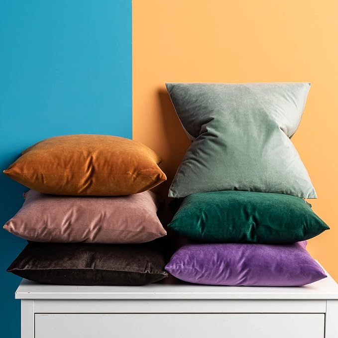 JUSPURBET Throw Pillow Covers Set of 2 Decorative Velvet Pillow Covers for Couch Sofa Bed Soft Euro Cushion Covers Cases with Invisible Zipper for Living Room Home Decor 28x28 inch,Jam