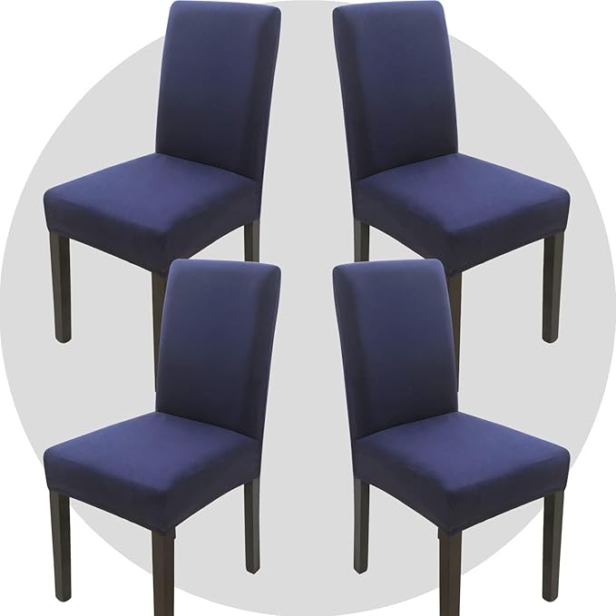 Stretch Chair Covers Slipcovers Set of 4 Navy Blue Stretchable Dining Chair Slipcover Washable Removable for Kitchen,Hotel,Restaurant
