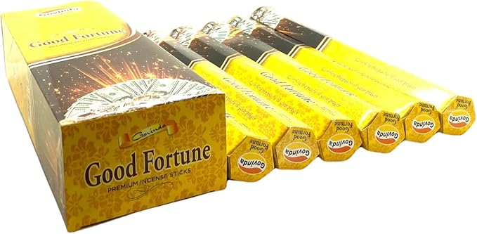 Govinda Premium Incense - 120 Sticks, Masala Coated (Good Fortune)
