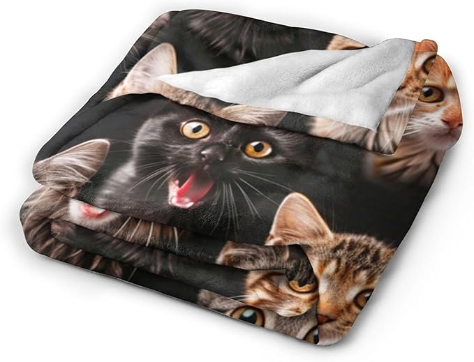 Tijuboni Cats Throw Blanket Cat Gifts for Girls Boys Women Men Kids Adults Soft Flannel Fleece Blanket for Couch Sofa Bed Home Decor 60"x80"