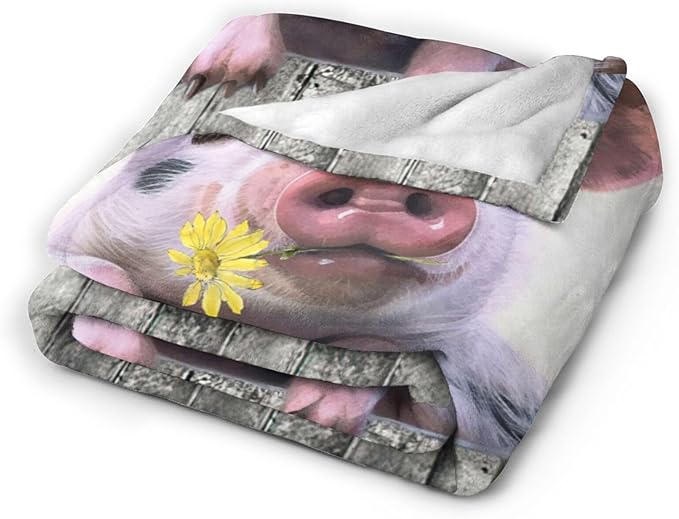 Tijuboni Funny Pig Throw Blanket Pig Gifts for Girls Boys Women Men Kids Adults Soft Flannel Fleece Blanket for Couch Sofa Bed Home Decor 60"x80"