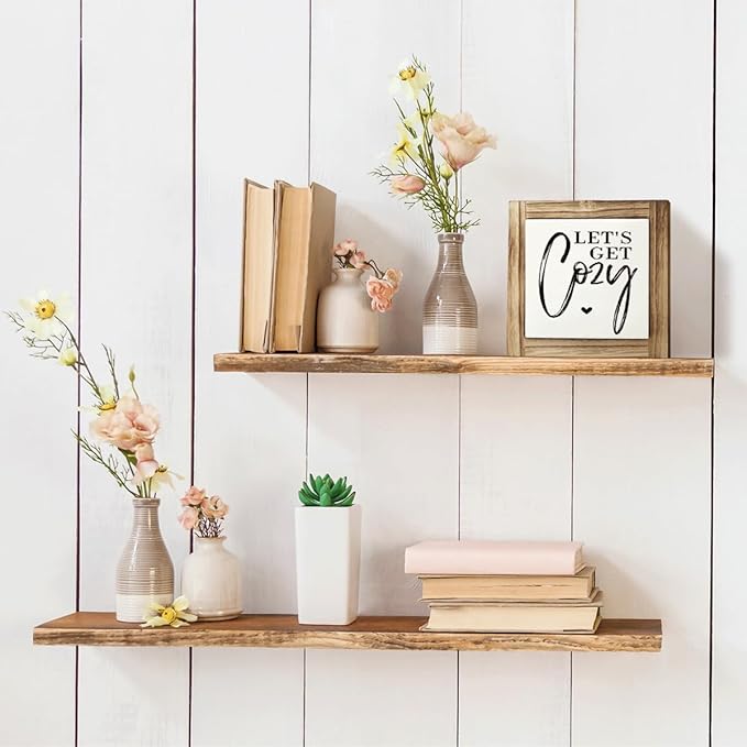 Inspirational Decor, Decorative Wooden Box Sign, Farmhouse Table Shelf Decoration, Front Door Decor Sign, Rustic Home Decors, Housewarming Decors, Let's Get Cozy Sign, 5.9×5.9 inches