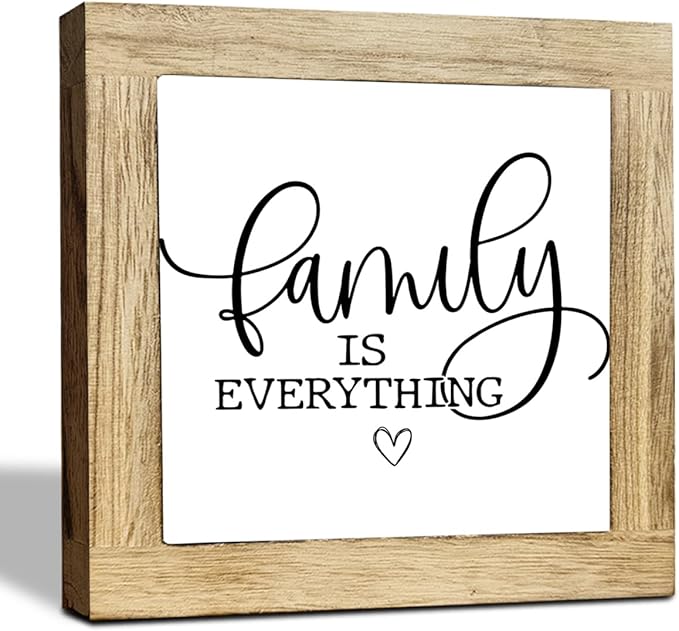 JXZOLQ Family Sign Decor, Family Is Everything Sign, Blessing Wood ornament Rustic Farmhouse Wall Decor, Box Wood Plaques Desk Decoration, Funny Home Decoration, Housewarming Gift