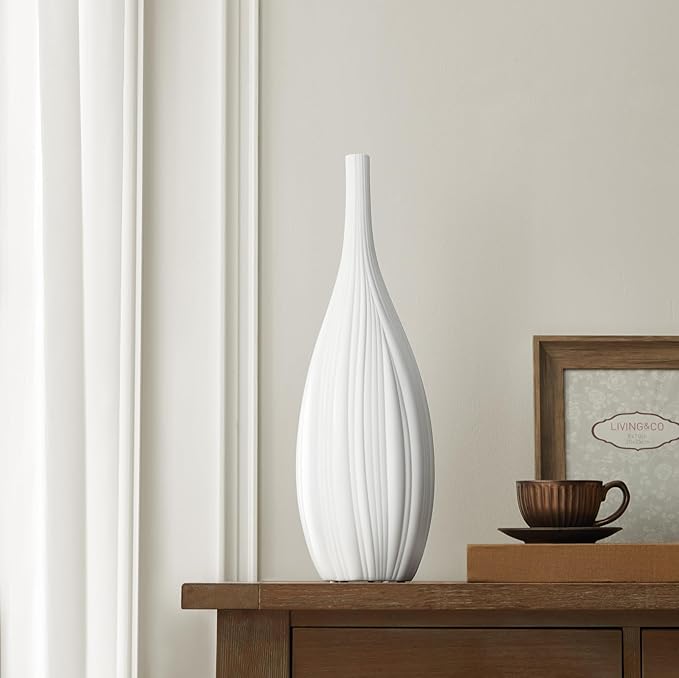 RONDURE 20.6" Modern Ceramic Table Lamp, Modern Bedside Lamps for Bedroom, Living Room and Nightstand, White Translucent Ceramic Shade, Warm Ambient Lighting, Home Decor
