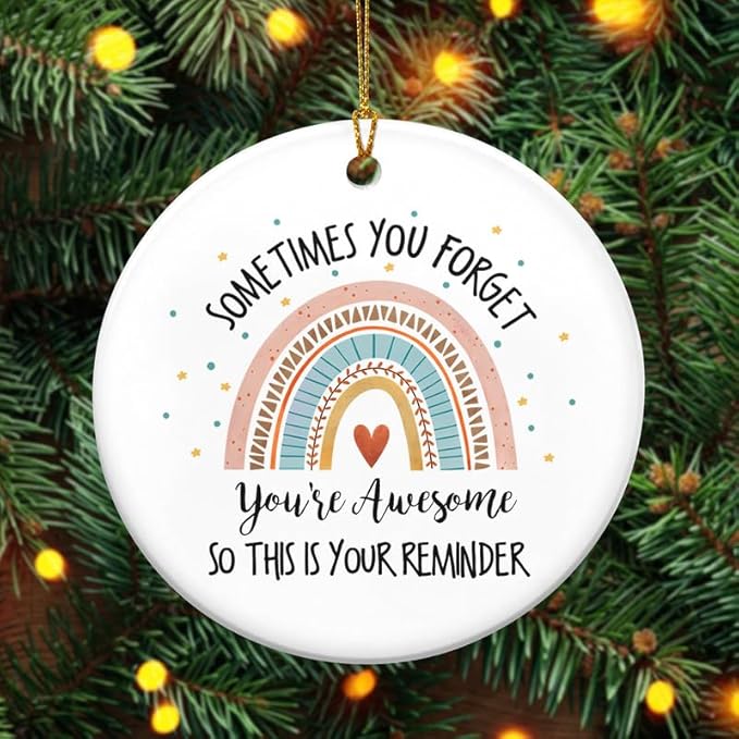 Christmas Inspirational Gifts for Women Men - Ceramic Christmas Ornaments 2025 for Tree Decorations - Motivational Thank You Employee Appreciation Gifts for Coworker Friends, Stocking Stuffers