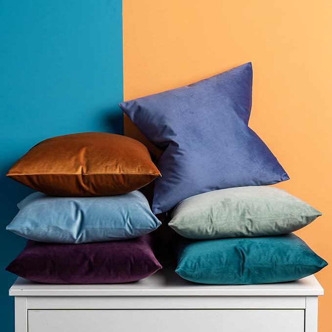 JUSPURBET Couch Pillow Covers Set of 2 Decorative Velvet Throw Pillow Covers for Living Room Bedroom Home Decor Soft Lumbar Cushion Covers with Hidden Zipper for Sofa Bed,Eggplant Purple,14x24 inch