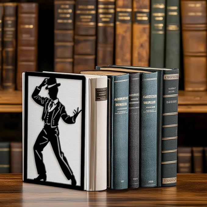 Peacoblue Metal Bookends for Shelves, Modern Decorative Heavy Duty Study Book Ends Stoppers for Office, Desk, Shelf, Room 5.3"x4.3"x7.9" Cast Iron Simple Tall Bookends 1 Pair (Spain Flamenco Dance)