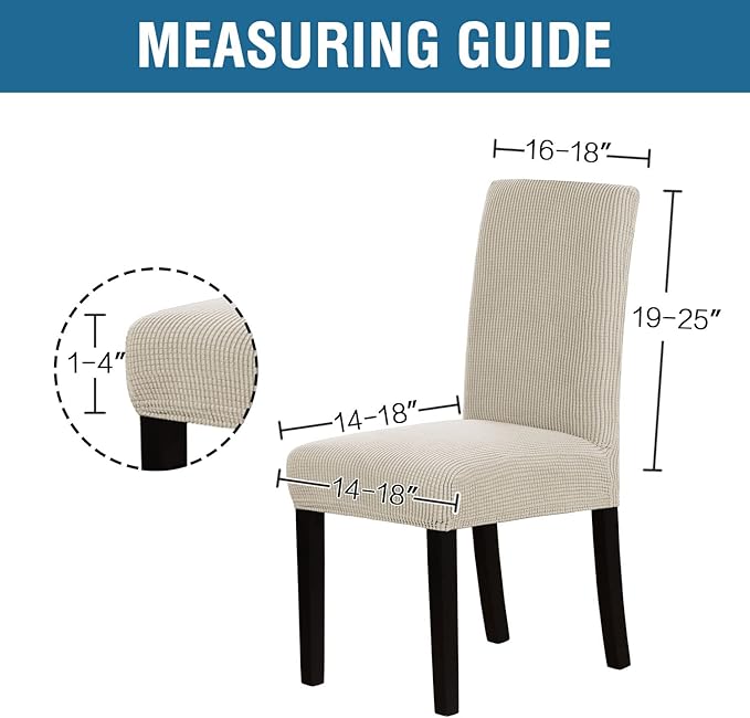 H.VERSAILTEX Stretch Dining Chair Covers Set of 4 Chair Covers for Dining Room Parsons Chair Slipcover Chair Protectors Covers Dining, Feature Textured Checked Jacquard Fabric, Island Fossi