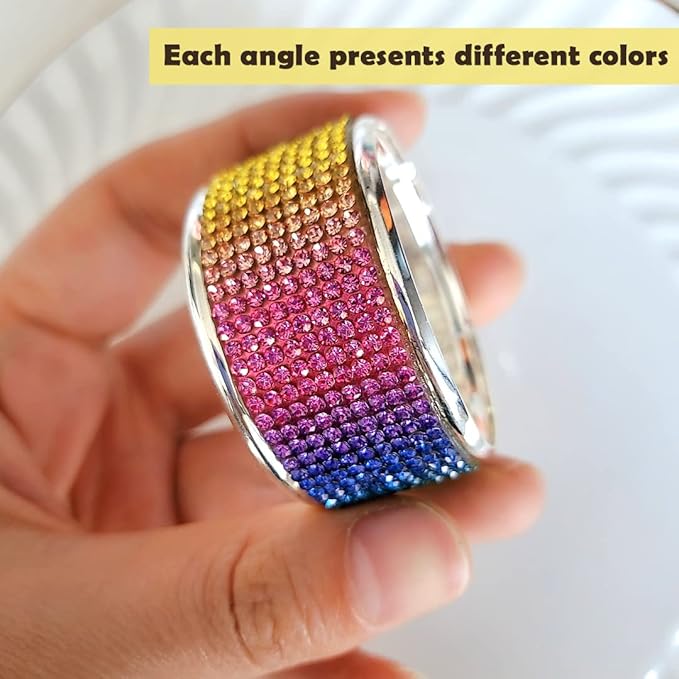 Colored Diamond Napkin Rings Set, Rhinestone Napkin Holder for Dining, Easter, Thanksgiving, Wedding,Bling Cloth Holder Full of Crushed Diamond,Party of Table Setting Home Decor