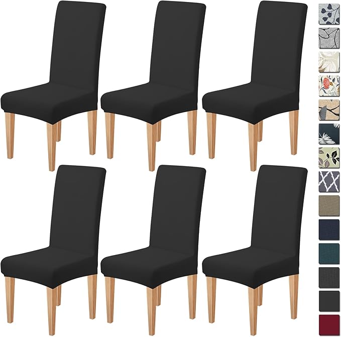 Dioxide High Stretch Chair Covers for Dining Chairs, Washable Dining Chair Covers Set of 6, Soft Dining Chairs Seat Covers, Parsons Chair Slipcover Protectors for Home Hotel Restaurant Banquet