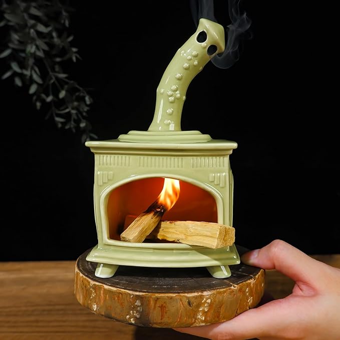 Light Green Handmade Ceramic Palo Santo Holder for Yoga, Meditation & Energy Cleansing - Versatile Dish for Wood Sticks, Sage Ash Catcher & Cone Burner - Unique Gift for Meditation Enthusiasts