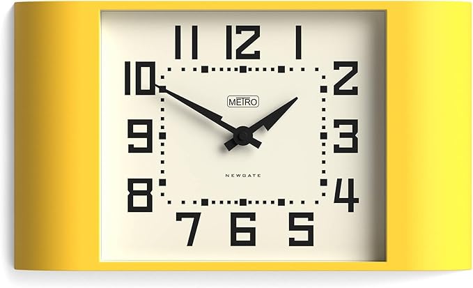 NEWGATE® Metro Clock | Retro Wall Clock | 16.5 inch Wide | Citrus Yellow | Mid Century Style for Kitchen, Living Room or Office