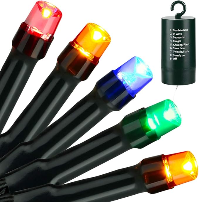 Joomer Battery Christmas Lights, 33ft 100LED Fairy Lights Battery Operated Timer 8 Modes Waterproof for Outdoor Home Garden Party Holiday Christmas Trees Decoration (Multicolor)