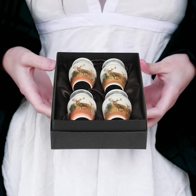 Bold & Divine Keepsake Cremation Urn | Set of 4 Keepsake Memorial Urns Burial Ash Storage Decorative Urns with Paper Funnel Velvet Carry Bag and Gift Box