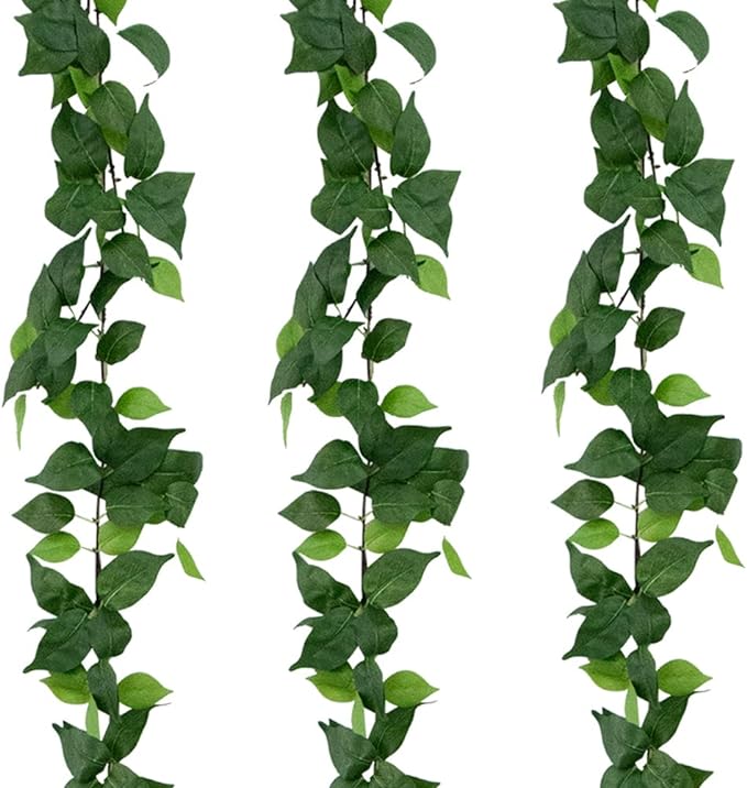3 Strands Artificial Vines Kit, 71" Silk Eucalyptus Ivy Garland Green Leaves Natural Odorless, Fake Greenery Hanging Plants Decoration for Home, Bedroom, Wall, Party, Wedding Decor