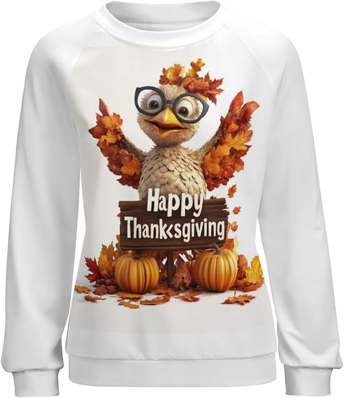 Thanksgiving Sweatshirt for Women Crewneck Pullover Casual Graphic Long Sleeve Shirts Sweater