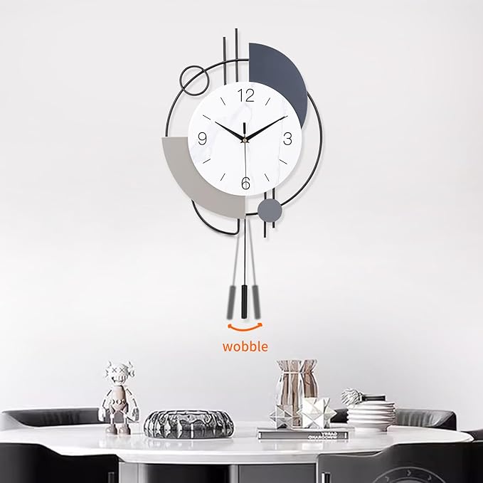 Decorative Wall Clocks with Pendulum,Silent Quality Quartz Battery Operated,Large Wall Clock for Living Room,Kitchen,Home,Bathroom,Bedroom Wall Decor,16x26.5inch(Black)