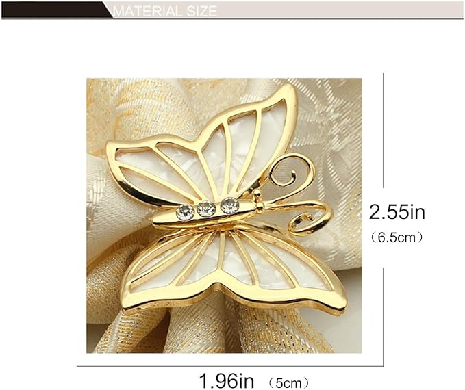 Butterfly Napkin Ring Set of 6, Metal Napkin Rings Dinner Napkin Holder for Wedding Birthday Valentine's Day Christmas Party Dinner Table Decor (6 Pcs Butterfly)