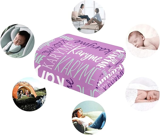 Personalized Blankets with Names Baby Gifts for Girls Boys Custom Soft Fleece Sherpa Name Blanket for Kids and Adults Birthday for Daughter Son Granddaughter Grandson (Light Purple)