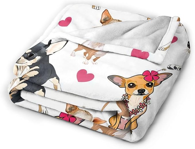 Tijuboni Chihuahua Throw Blanket Dog Gifts for Girls Boys Women Men Kids Adults Soft Flannel Fleece Blanket for Couch Sofa Bed Home Decor 60"x80"