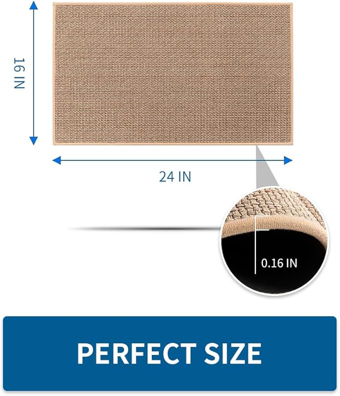 MontVoo Kitchen Rugs and Mats Non Skid Washable, Absorbent Runner Rugs for Kitchen, Front of Sink, Kitchen Mats for Floor (Beige, 16"x24")